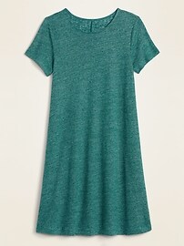 View large product image 3 of 3. Linen-Blend Jersey Swing Dress for Women