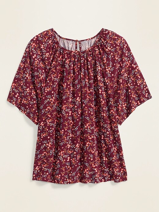 View large product image 1 of 1. Soft-Woven Plus-Size Short-Sleeve Blouse