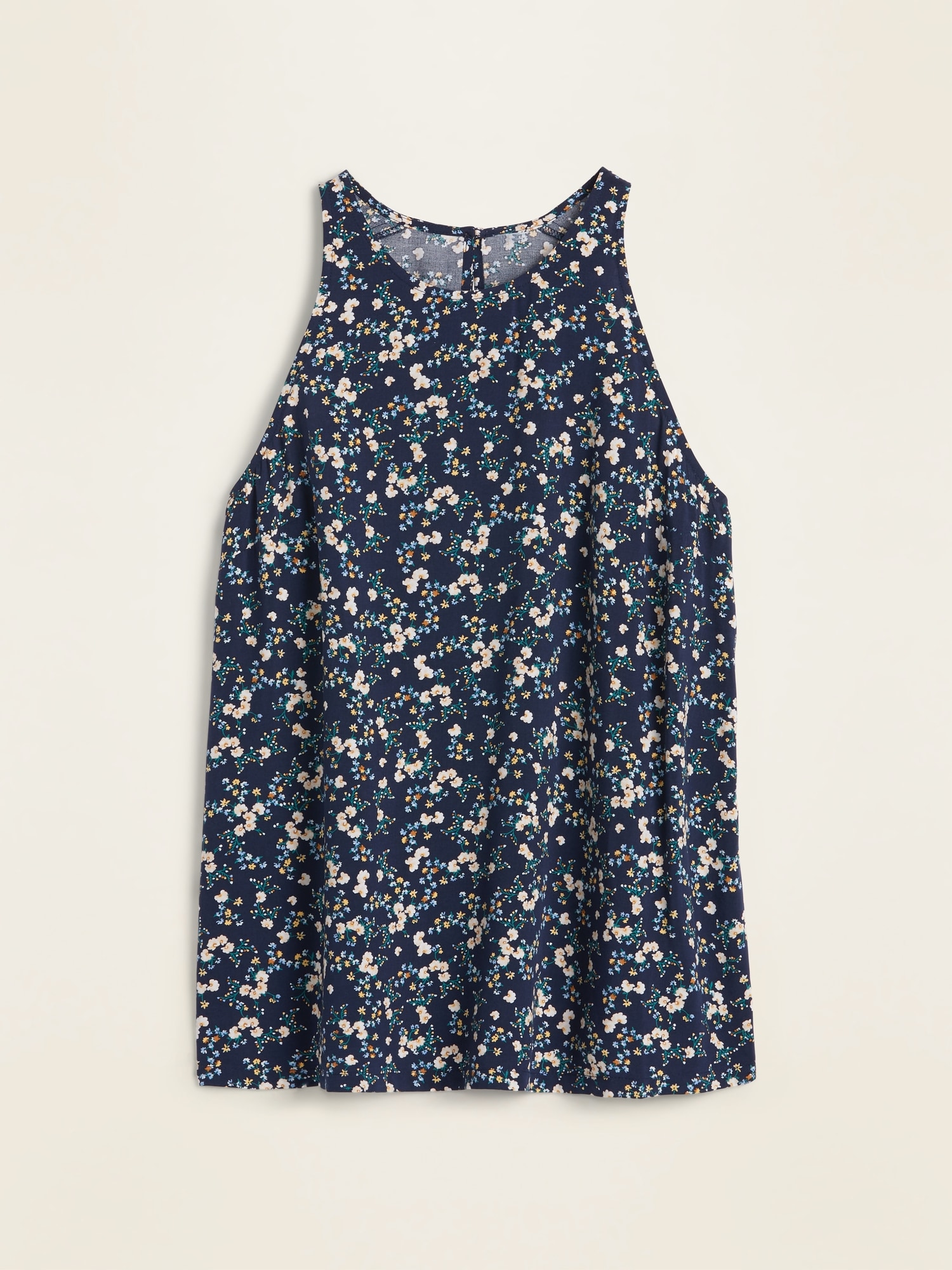 Printed High-Neck Sleeveless Blouse | Old Navy