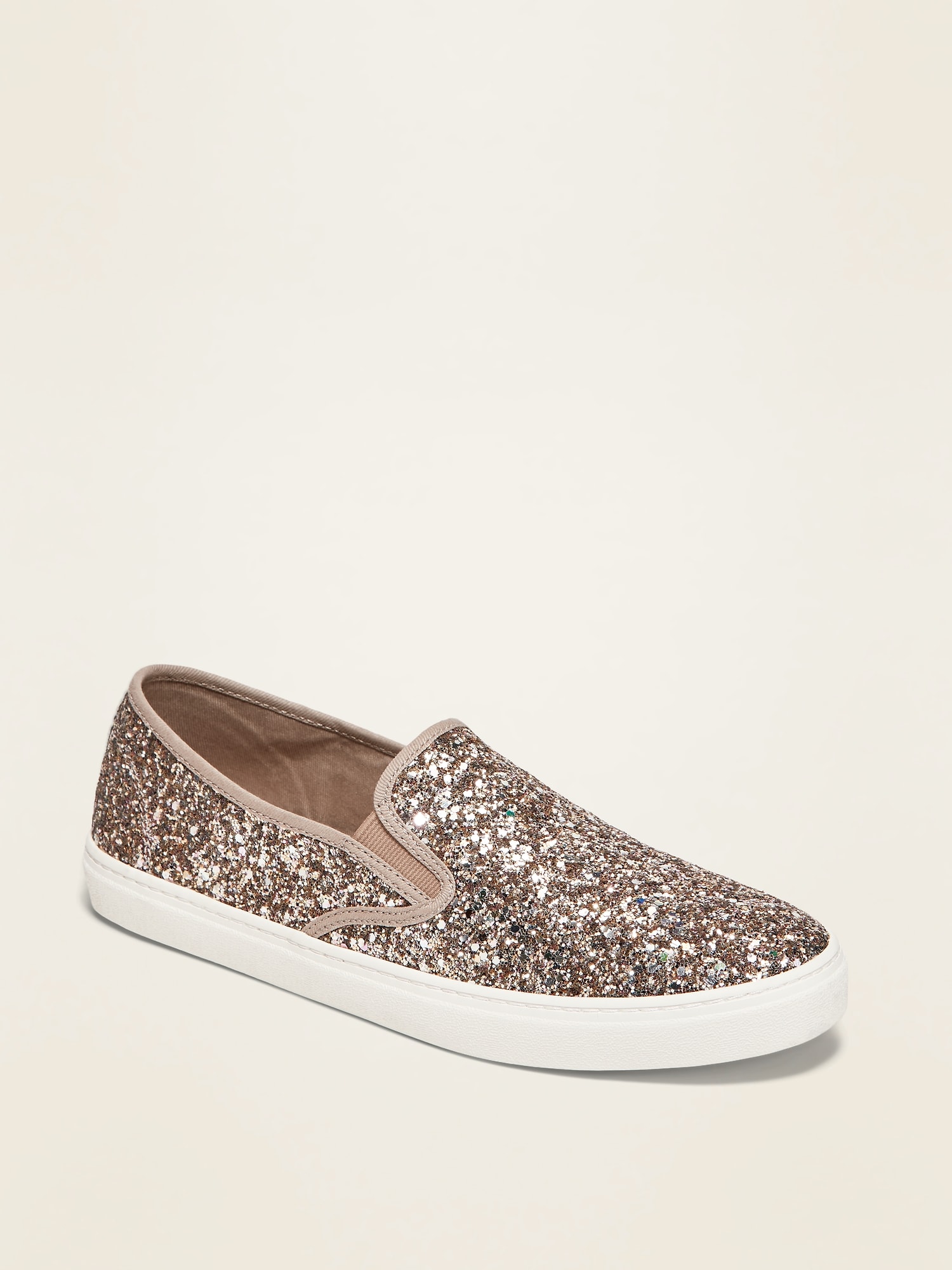 Gold-Glitter Slip-On Sneakers for Women 