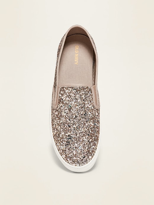 Image number 2 showing, Gold-Glitter Slip-On Sneakers