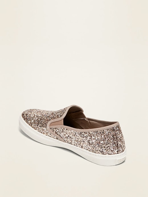 Image number 3 showing, Gold-Glitter Slip-On Sneakers