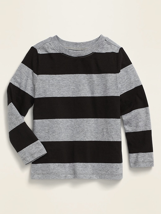 View large product image 1 of 1. Unisex Long-Sleeve Striped Crew-Neck Tee for Toddler