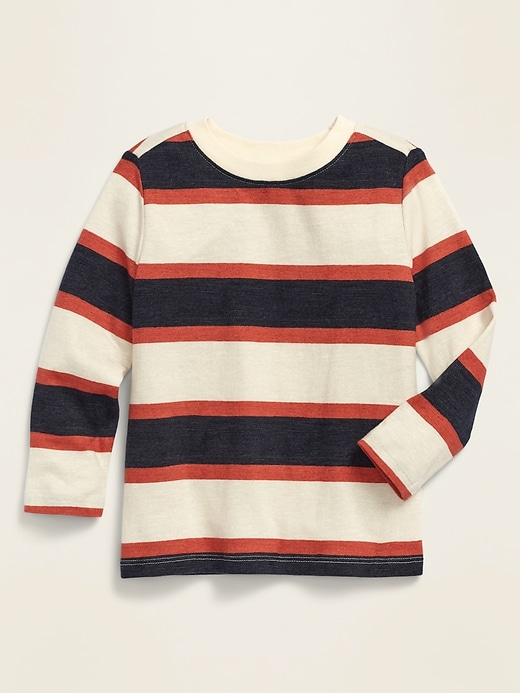View large product image 1 of 1. Unisex Long-Sleeve Striped Crew-Neck Tee for Toddler