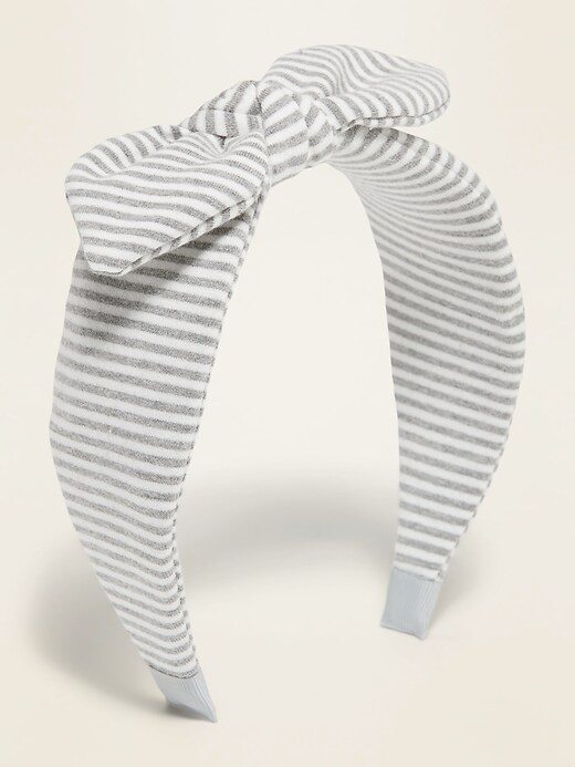 View large product image 2 of 3. Striped Jersey Bow-Tie Headband for Girls
