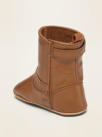 View large product image 3 of 4. Unisex Faux-Leather Buckled Tall Boots for Baby