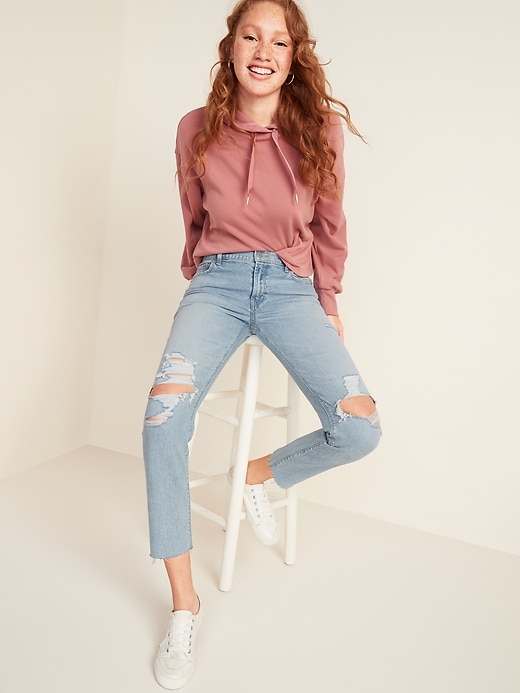 Image number 3 showing, Mid-Rise Distressed Boyfriend Straight Jeans for Women