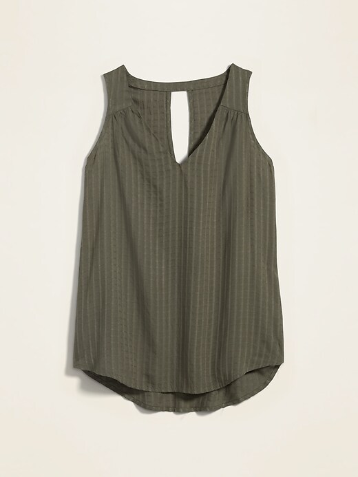 View large product image 1 of 1. Textured Dobby V-Neck Sleeveless Top for Women