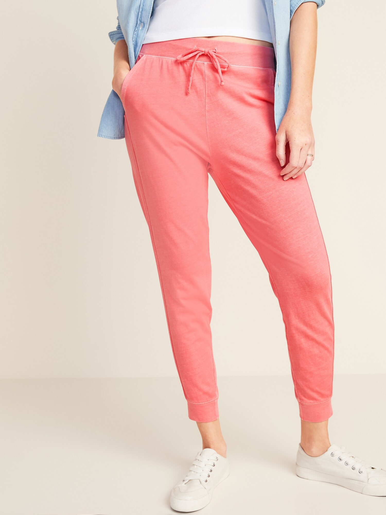 High-Waisted Specially-Dyed Lightweight Jogger Pants for Women