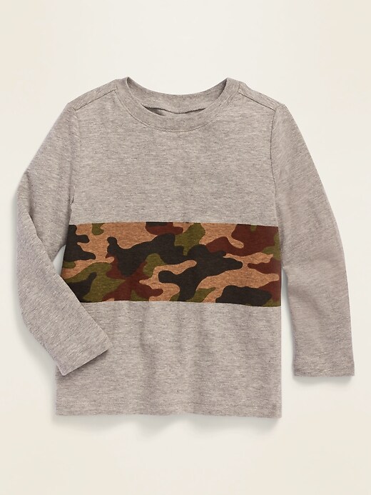 View large product image 1 of 2. Unisex Camo-Block Long-Sleeve Tee for Toddler