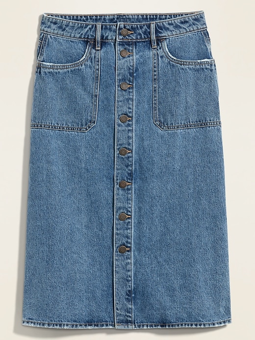 Old Navy Mid-Rise Button-Front Midi Jean Skirt for Women. 1
