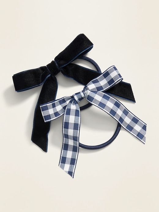 View large product image 2 of 2. Ribbon-Bow Hair Ties 2-Pack for Women