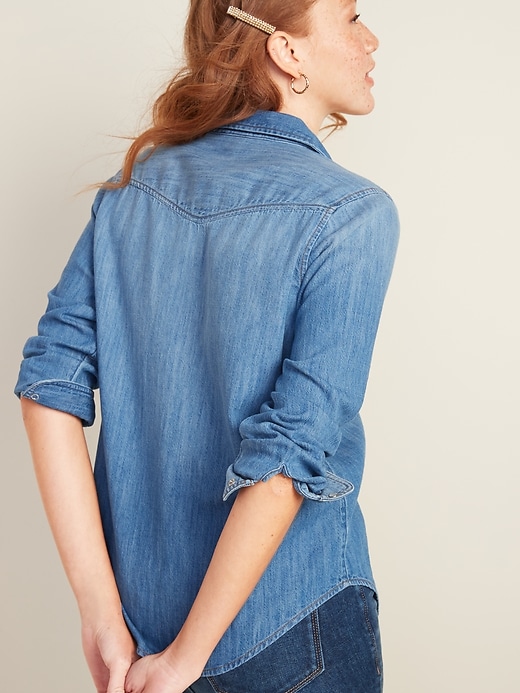 View large product image 2 of 3. Relaxed Western Jean Shirt for Women