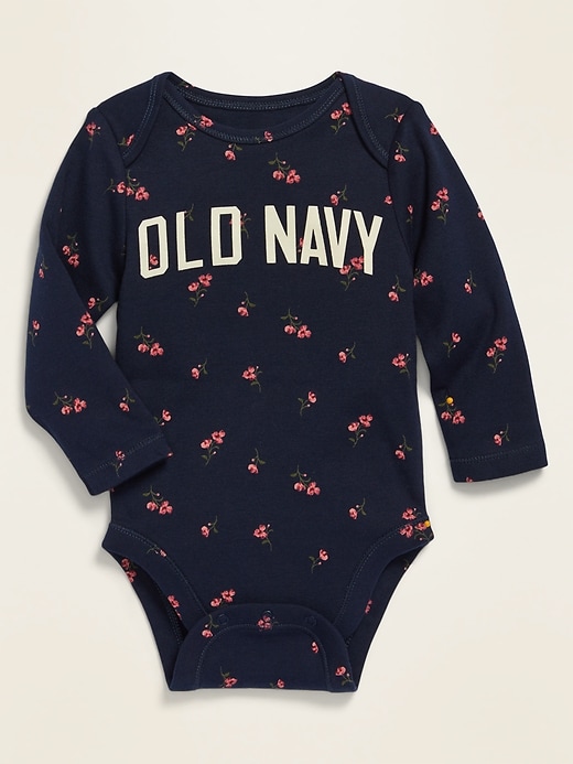 View large product image 1 of 1. Unisex Logo-Graphic Long-Sleeve Bodysuit for Baby