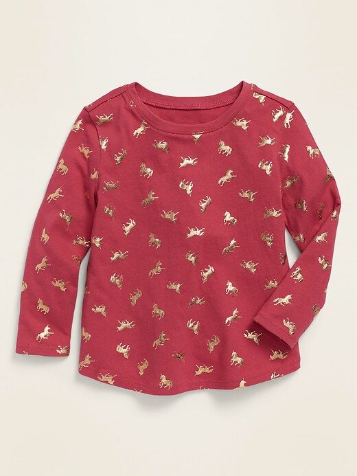 View large product image 1 of 1. Long-Sleeve Scoop-Neck Tee for Toddler Girls