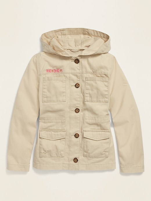 View large product image 1 of 1. Hooded Twill Utility Jacket for Girls