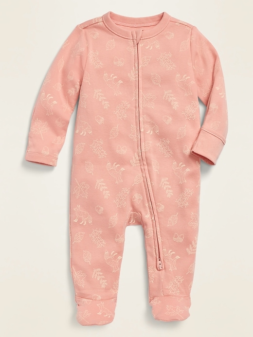 View large product image 1 of 1. Unisex Printed Footie Pajama One-Piece For Baby
