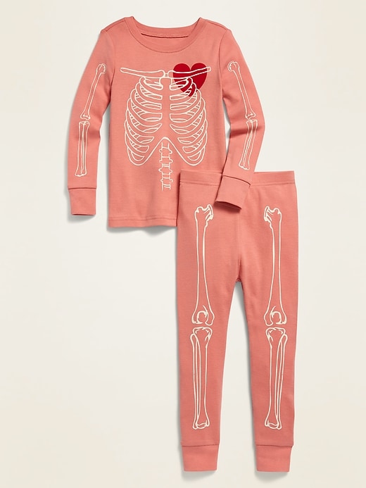 View large product image 1 of 2. Glow-in-the-Dark Halloween Skeleton Pajama Set for Toddler Girls & Baby