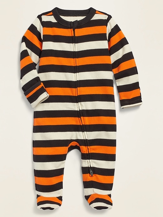 View large product image 1 of 1. Unisex Halloween Fold-Over Mitten Footie One-Piece for Baby