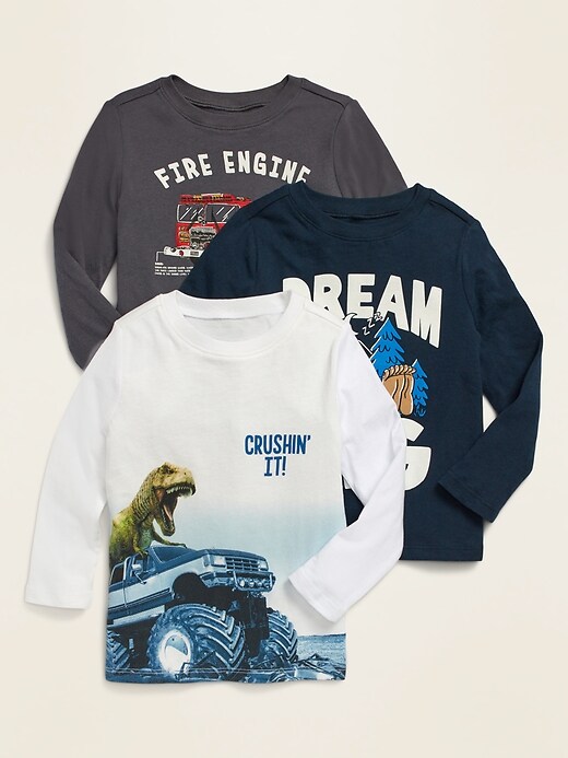 Unisex Long-Sleeve Graphic Tee 3-Pack for Toddler