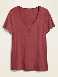 View large product image 3 of 3. Relaxed Scoop-Neck Jersey Plus-Size Henley Tee