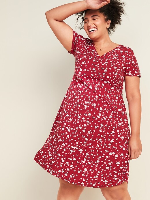 View large product image 1 of 2. Floral-Print Fit & Flare Plus-Size Dress
