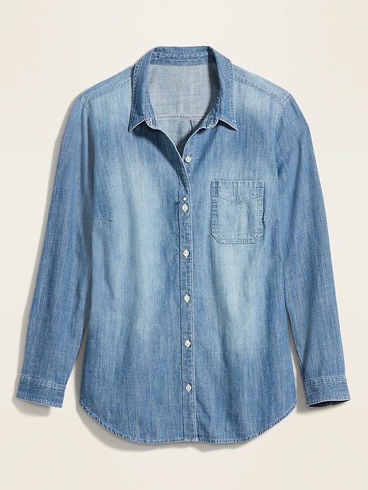 Image number 6 showing, Classic No-Peek Chambray Plus-Size Shirt