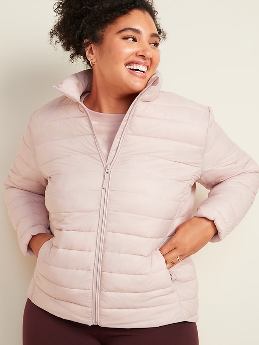 View large product image 1 of 2. Quilted Narrow Channel Plus-Size Puffer Jacket
