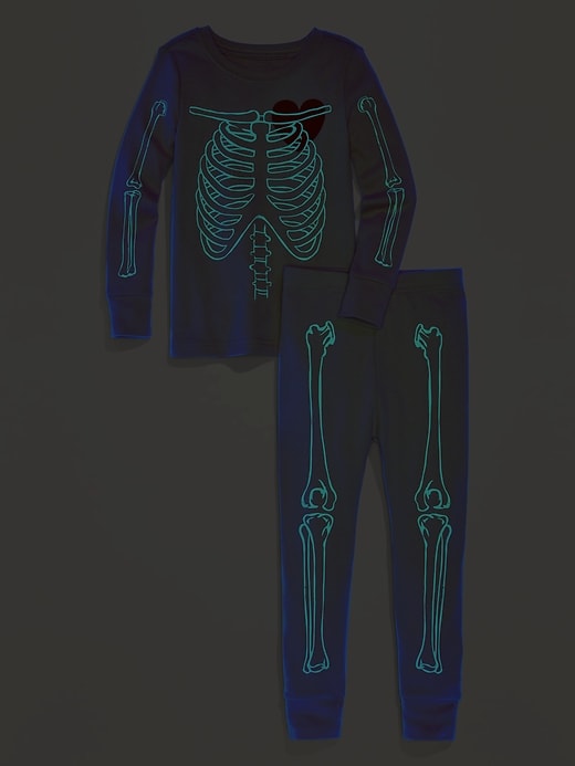 View large product image 2 of 2. Glow-in-the-Dark Halloween Skeleton Pajama Set for Toddler Girls & Baby