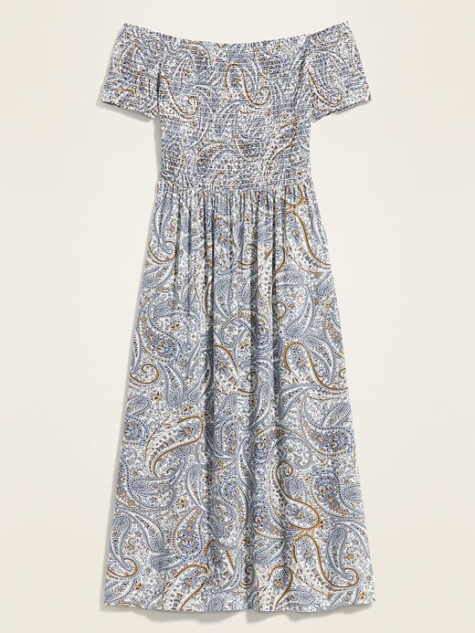 Smocked Off-the-Shoulder Fit \u0026 Flare Midi Dress | Old Navy