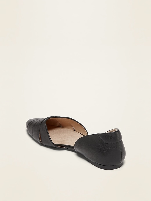 Image number 3 showing, Faux-Leather Woven D'Orsay Flat Shoes