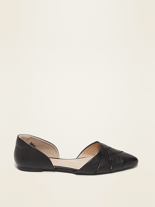 Image number 4 showing, Faux-Leather Woven D'Orsay Flat Shoes