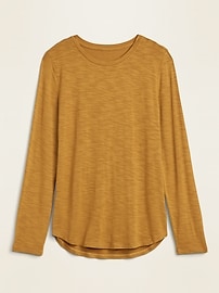 View large product image 3 of 3. Luxe Crew-Neck Slub-Knit Long-Sleeve Tee