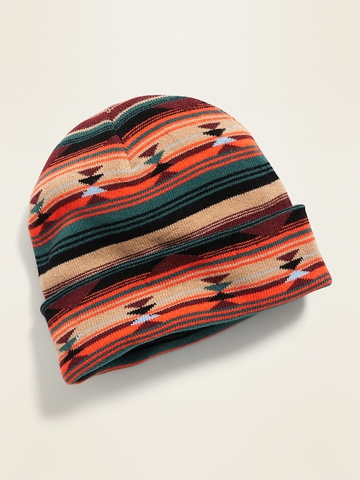 View large product image 2 of 2. Popsugar X Old Navy Printed Gender-Neutral Sweater-Knit Beanie
