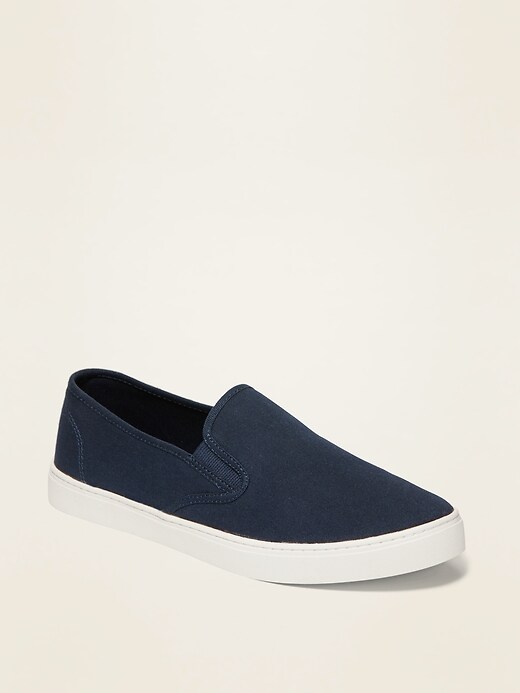Womens navy canvas slip on shoes Clearance