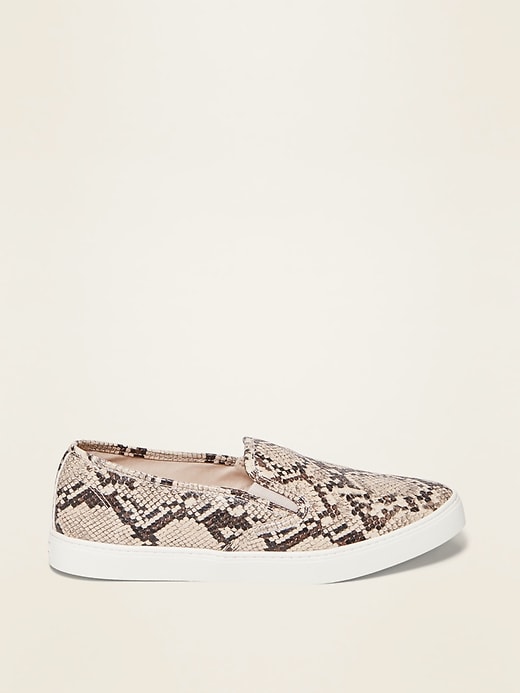 Image number 4 showing, Faux-Snakeskin Slip-On Sneakers