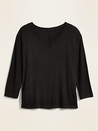 View large product image 3 of 3. Loose Sweater-Knit Jersey 3/4-Sleeve Top for Women