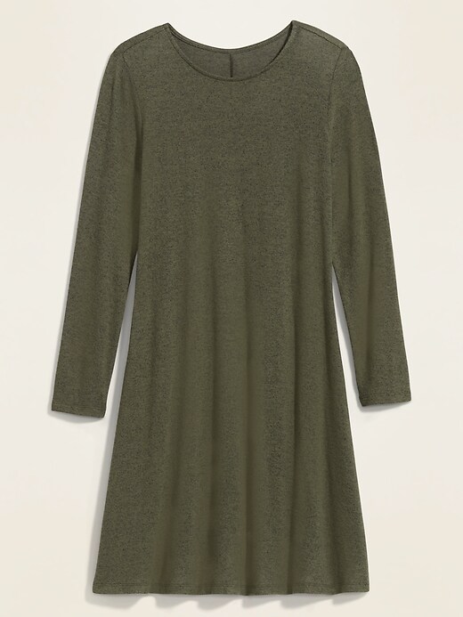 View large product image 2 of 2. Plush-Knit Long-Sleeve Swing Dress for Women