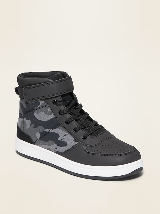 Old Navy Camo Secure-Close Strap High-Top Sneakers for Boys. 1