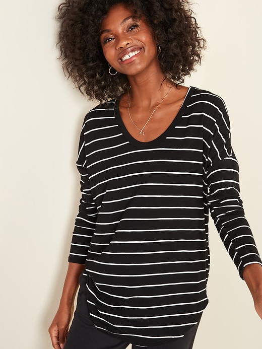 View large product image 1 of 2. Loose Luxe Slub-Knit Tunic Tee