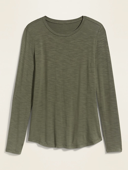 View large product image 2 of 2. Luxe Crew-Neck Slub-Knit Long-Sleeve Tee