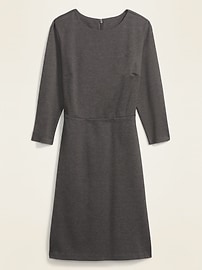 View large product image 3 of 3. Slub-Knit Ponte 3/4-Sleeve Sheath Dress