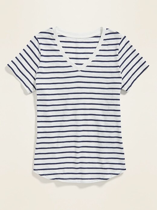 Image number 3 showing, EveryWear Striped Slub-Knit V-Neck T-Shirt for Women