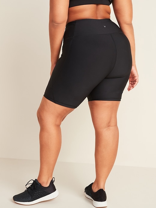 View large product image 2 of 3. High-Waisted PowerSoft Side-Pocket Plus-Size Biker Shorts -- 8-inch inseam