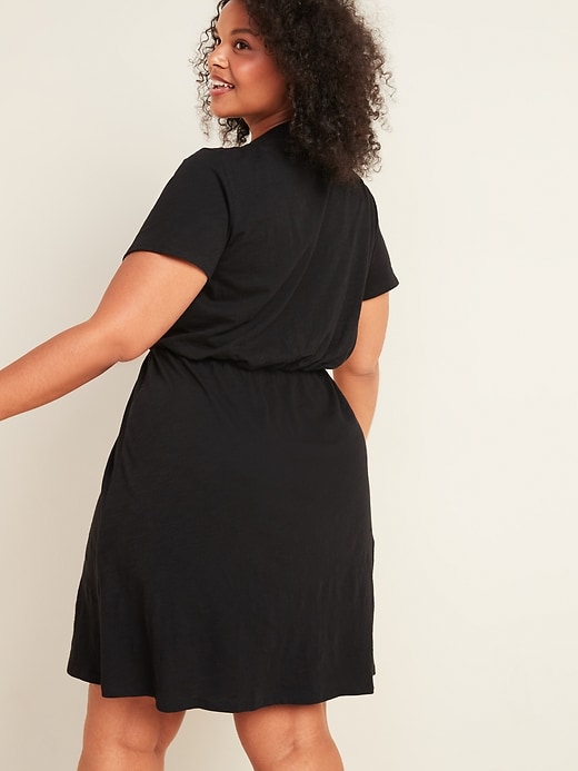 View large product image 2 of 3. Waist-Defined Slub-Knit Plus-Size T-Shirt Dress