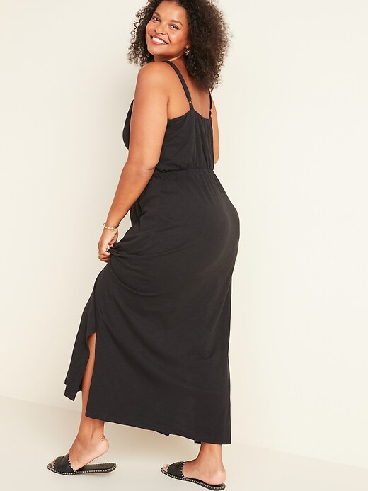 View large product image 2 of 3. Waist-Defined Slub-Knit Cami Plus-Size Maxi Dress