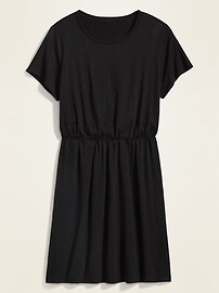 View large product image 3 of 3. Waist-Defined Slub-Knit Plus-Size T-Shirt Dress