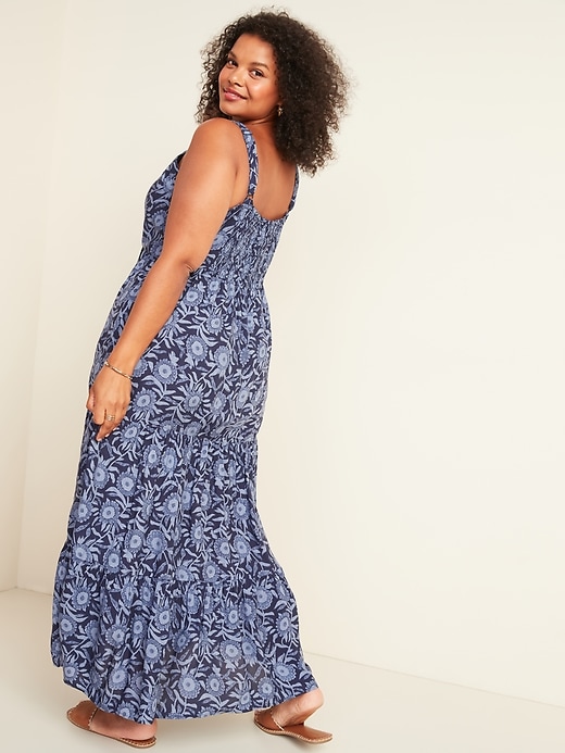 View large product image 2 of 2. Floral-Print Cami Fit & Flare Plus-Size Maxi Dress