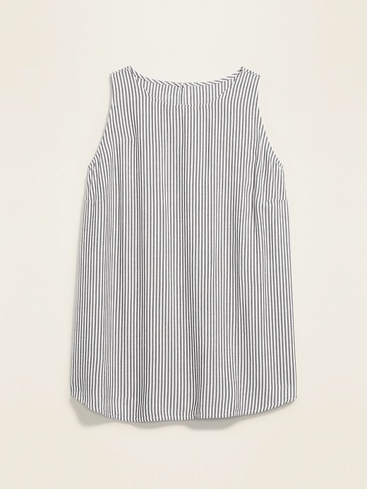 View large product image 1 of 1. Striped High-Neck Plus-Size Sleeveless Swing Top