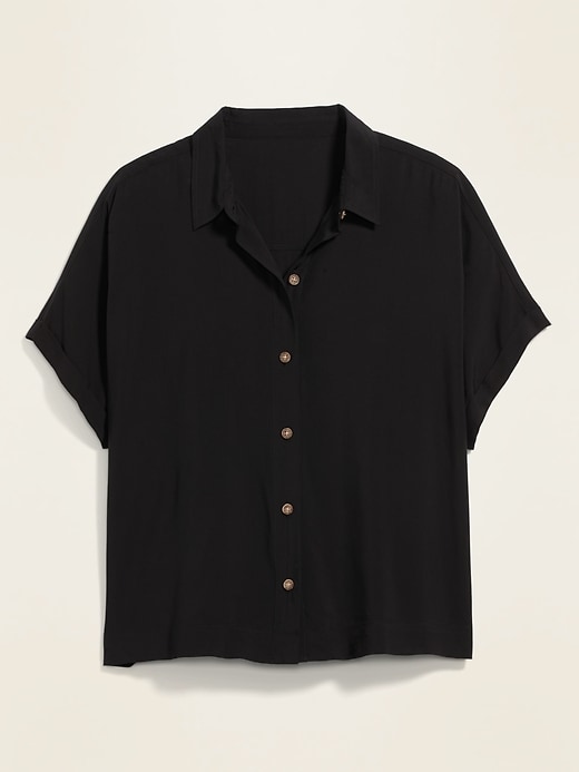 View large product image 1 of 1. Soft-Woven No-Peek Plus-Size Short-Sleeve Shirt